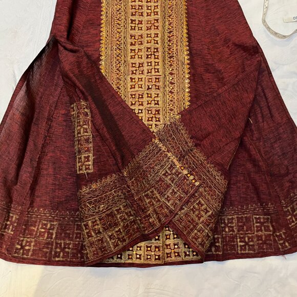 INDIAN Women's MEDIUM PANT SUIT w GORGEOUS GOLD GLITTER SPARKLE TRIM -LIKE NEW - Picture 6 of 11